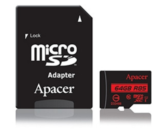 APACER  Memorijska kartica UHS-I U1 MicroSDXC 64GB class 10 + Adapter AP64GMCSX10U5-R 