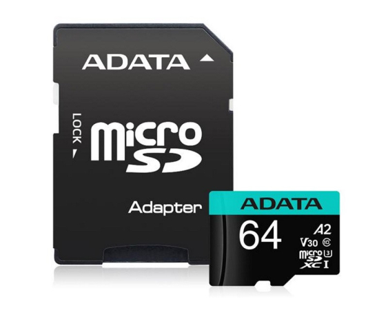 A-DATA Memorijska kartica UHS-I U3 MicroSDXC 64GB V30S class 10 + adapter AUSDX64GUI3V30SA2-RA1 