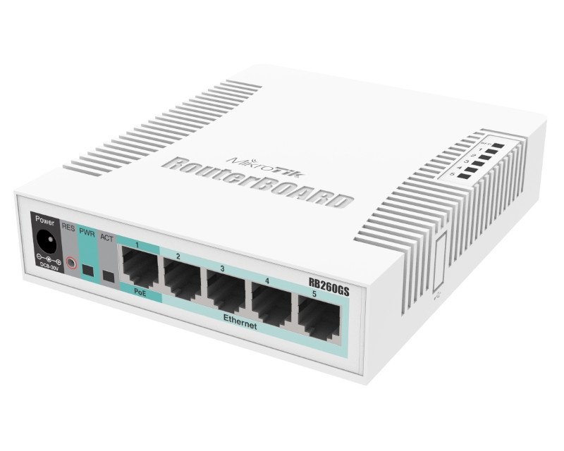 (CSS106-5G-1S) RB260GS, SwOS, upravljivi switch