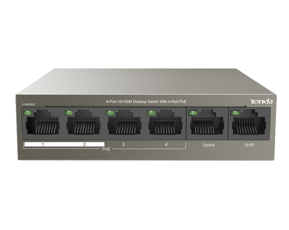 TENDA  TEF1106P-4-63W 6-Port 10/100M Desktop Switch with 4-Port PoE 