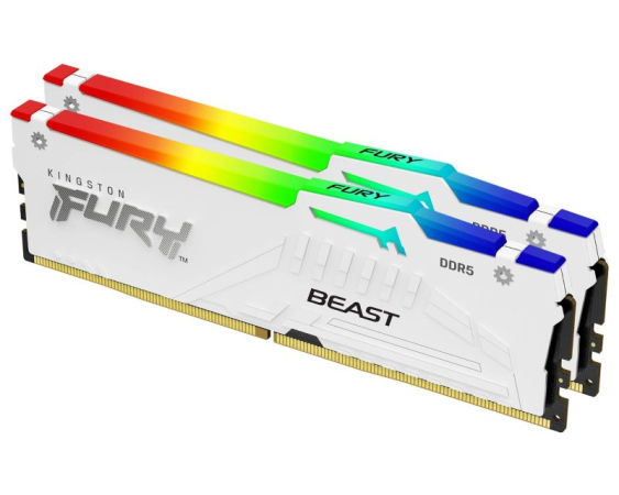 KINGSTON DIMM DDR5 32GB (2x16GB kit) 6000MT/s KF560C36BWEA-32 FURY Beast RGB White EXPO