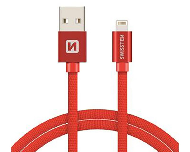 Data kabl tekstil USB na iPhone 1.2m crveni