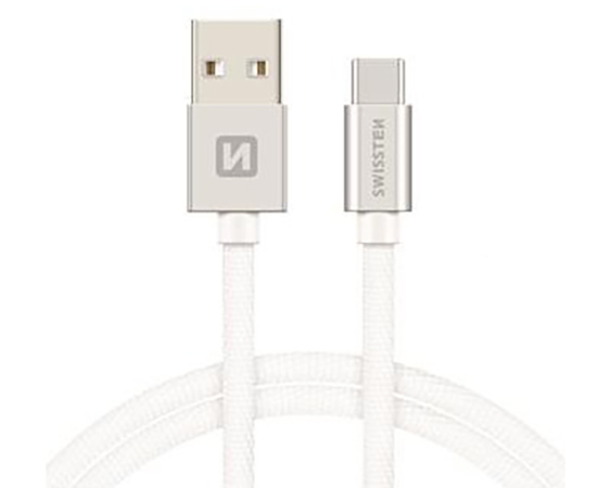 SWISSTEN Data kabl tekstil USB na TIP C 1.2m srebrni