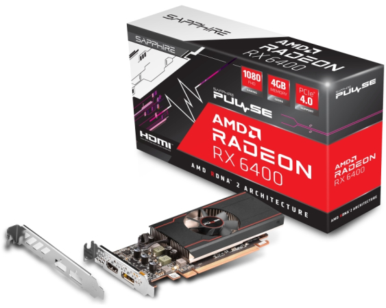 SAPPHIRE AMD Radeon RX 6400 4GB 64bit PULSE RX 6400 GAMING 4GB (11315-01-20G)