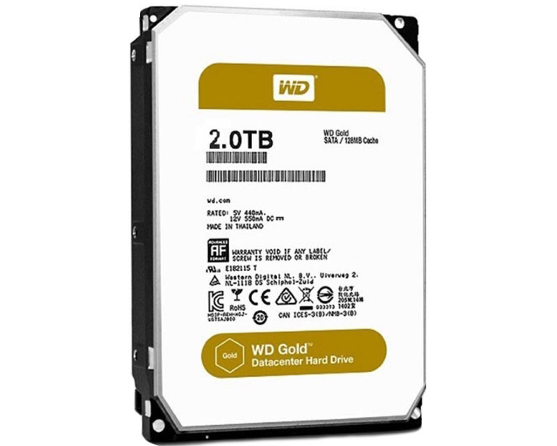 2TB 3.5" SATA III 128MB 7.200 WD2005FBYZ Gold hard disk