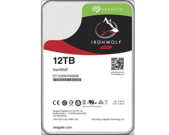 SEAGATE  12TB 3.5" SATA III 256MB ST12000VN0008 Ironwolf hard disk