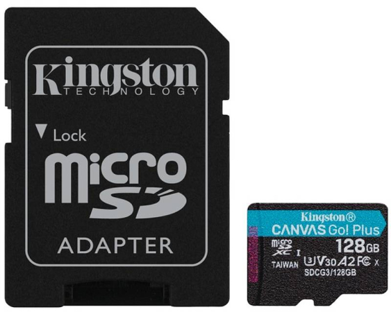 KINGSTON  Memorijska kartica U3 V30 microSDXC 128GB Canvas Go Plus 170R A2 + adapter SDCG3/128GB 