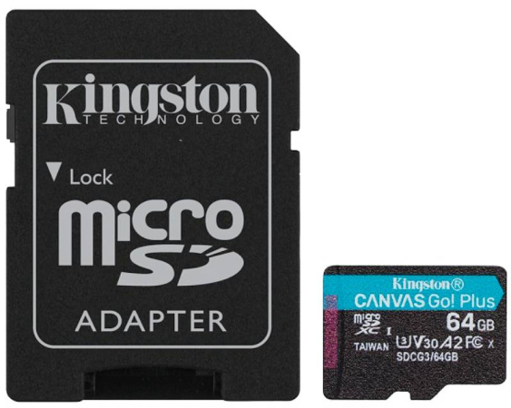 KINGSTON  Memorijska kartica U3 V30 microSDXC 64GB Canvas Go Plus 170R A2 + adapter SDCG3/64GB 