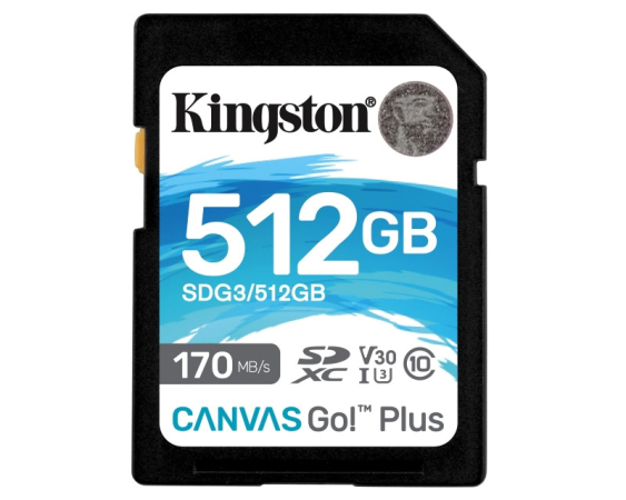 KINGSTON U3 V30 SDXC 512GB Canvas Go Plus 170R C10 UHS-I SDG3/512GB 