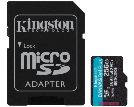 KINGSTON  Memorijska kartica U3 V30 microSDXC 256GB Canvas Go Plus 200MB/s A2 + adapter SDCG4/256GB 