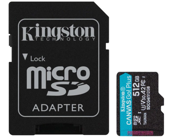 KINGSTON  Memorijska kartica U3 V30 microSDXC 512GB Canvas Go Plus 200MB/s A2 + adapter SDCG4/512GB 
