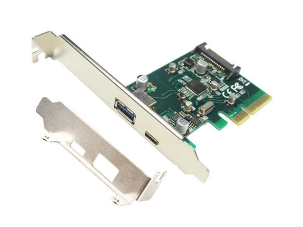 E-GREEN  PCI-Express kontroler na USB 3.1 Tip A + USB-C Host Controler (Asmedia 1142) 