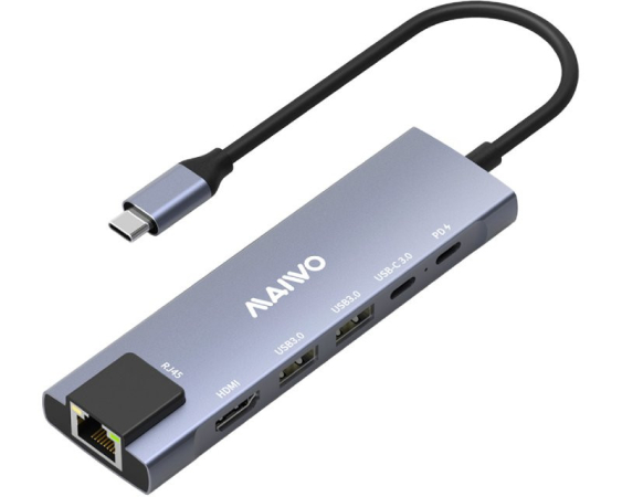 MAIWO  USB 3.1 Tup-C 6 u 1 adapter USB3.0+HDMI+USB C PD+USB C DATA+RJ45, KH06RH 
