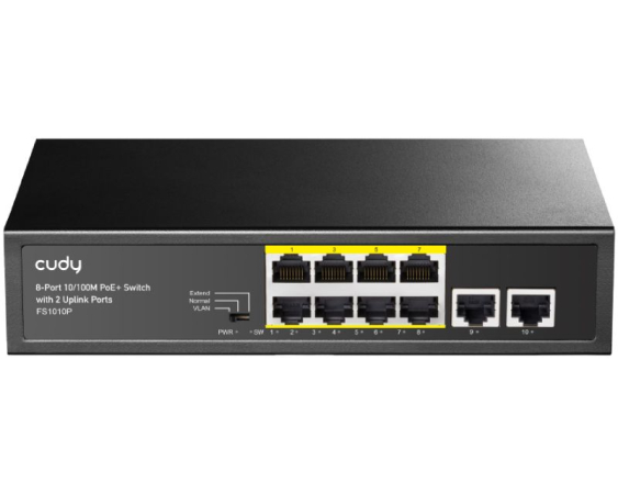 CUDY  FS1010P 8-Port 10/100M PoE+ Switch with 2 Uplink Ports 