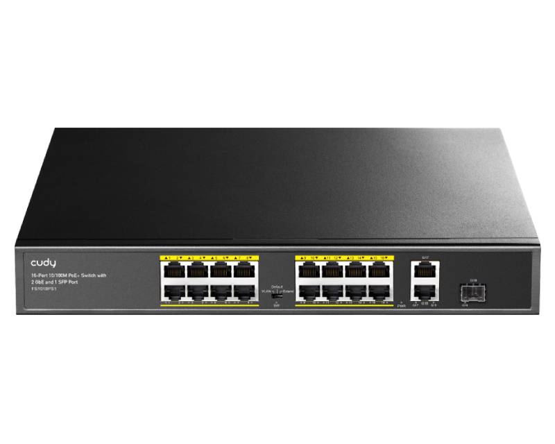 FS1018PS1 16-Port 10/100M PoE+ Switch with 1 Combo SFP Port 