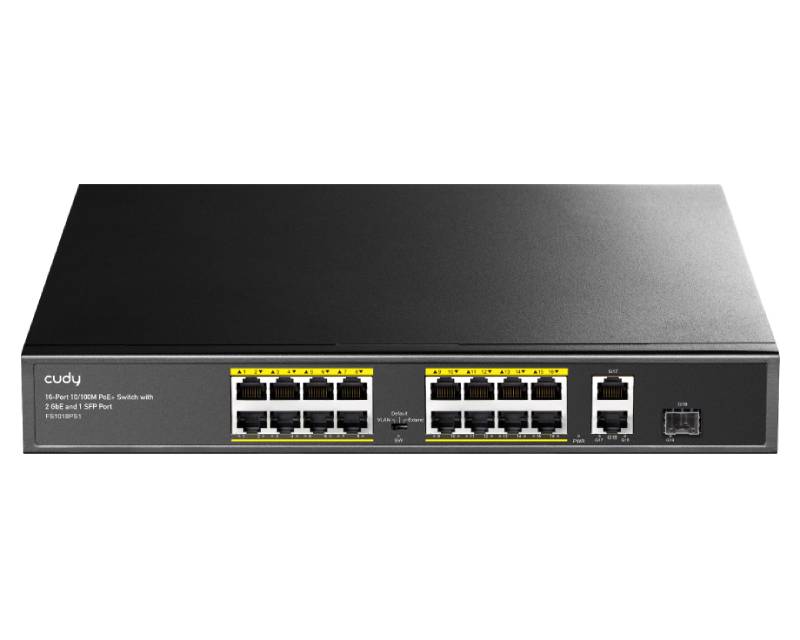FS1018PS1 16-Port 10/100M PoE+ Switch with 1 Combo SFP Port