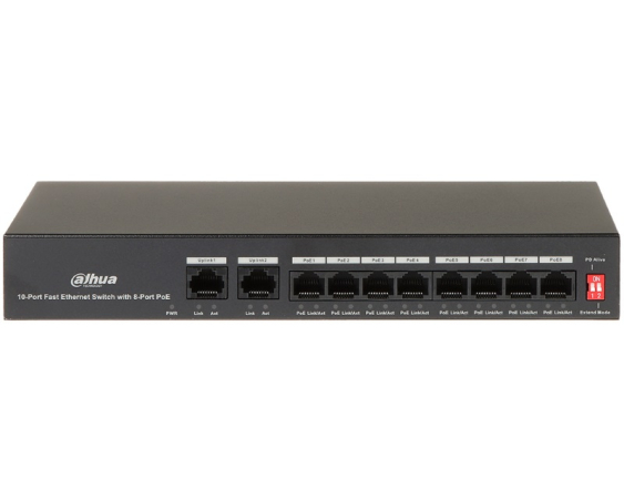 DAHUA  PFS3010-8ET-65 10-Port Fast Ethernet Switch with 8-Port PoE 