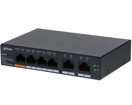 DAHUA  CS4006-4GT-60 6-Port Cloud Managed Desktop Gigabit Switch with 4-Port PoE 