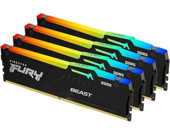 KINGSTON  DIMM DDR5 128GB (4x32GB kit) 5600MT/s KF556C40BBAK4-128 FURY Beast RGB Black XMP 