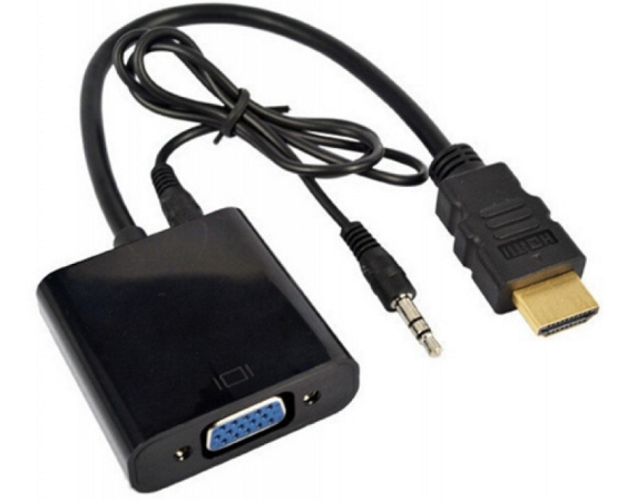 E-GREEN  Adapter HDMI (M) - VGA D-sub (F) + Audio kabl 3.5mm (M/M) crni 