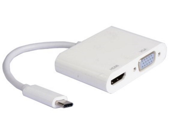 E-GREEN  Adapter USB 3.1 tip C (M) - HDMI + VGA (F) beli 