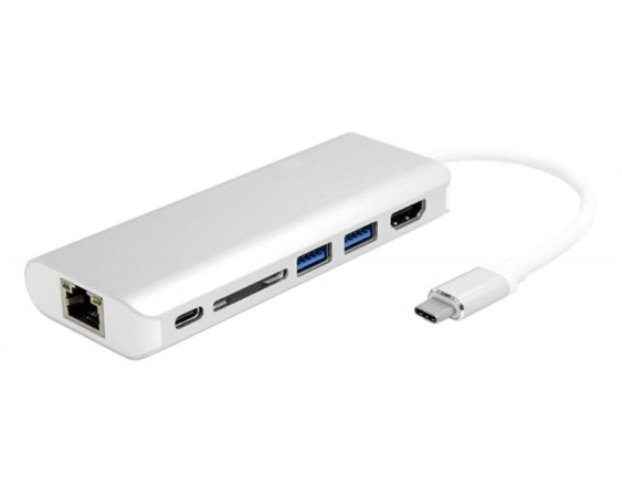 FAST ASIA  Adapter-konvertor TIP C na HDMI+ 2xUSB 3.0+ SD+ TIP C+ RJ45 