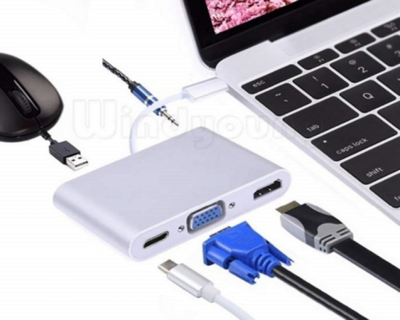 FAST ASIA  Adapter-konvertor USB 3.1 TIP C na HDMI VGA AUDIO 3.5mm 3.1 TIP C USB 3.0 