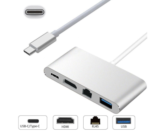 E-GREEN  Adapter USB Tip C - HDMI + USB 3.0 + Tip C + RJ45 (F) 