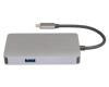 Adapter USB 3.1 tip C (M) - HDMI + VGA + 2xUSB 3.0 + RJ45 + tip C (F) beli