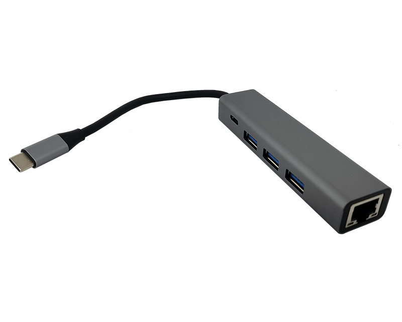 Adapter-konvertor TIP C na 3xUSB 3.0+TIP C+RJ45 