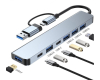 Adapter USB 3.0/USB 3.1 tip C (M) - USB 3.0 + 3 x USB 2.0 + 3.5mm audio + SD/TF + 1 x tip C (8 u 2)