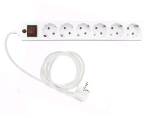 FAST ASIA  Produžni kabl 6r/3m sa prekidacem i zaštitom 3x1,5mm (Linkom) - beli 