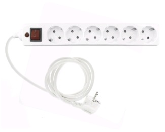 Produžni kabl 6r/3m sa prekidacem i zaštitom 3x1,5mm (Linkom) - beli 