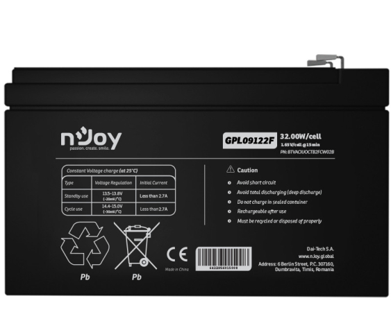 NJOY  GPL09122F baterija za UPS 12V 9Ah (BTVACIUOCTB2FCW02B) 